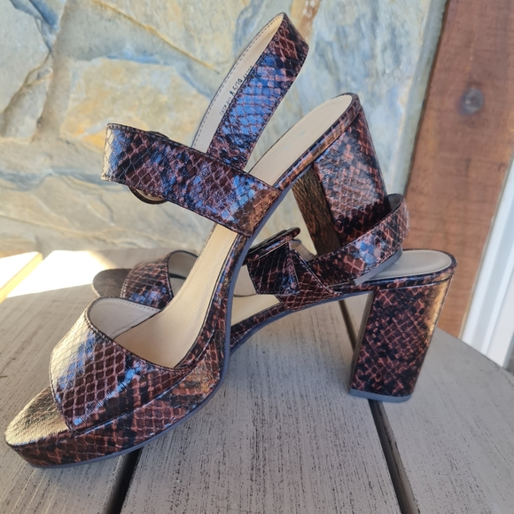 CL by Laundry NWOT SnakeSkin Print Platform Retro Sling Back Buckle 8M - Picture 6 of 6